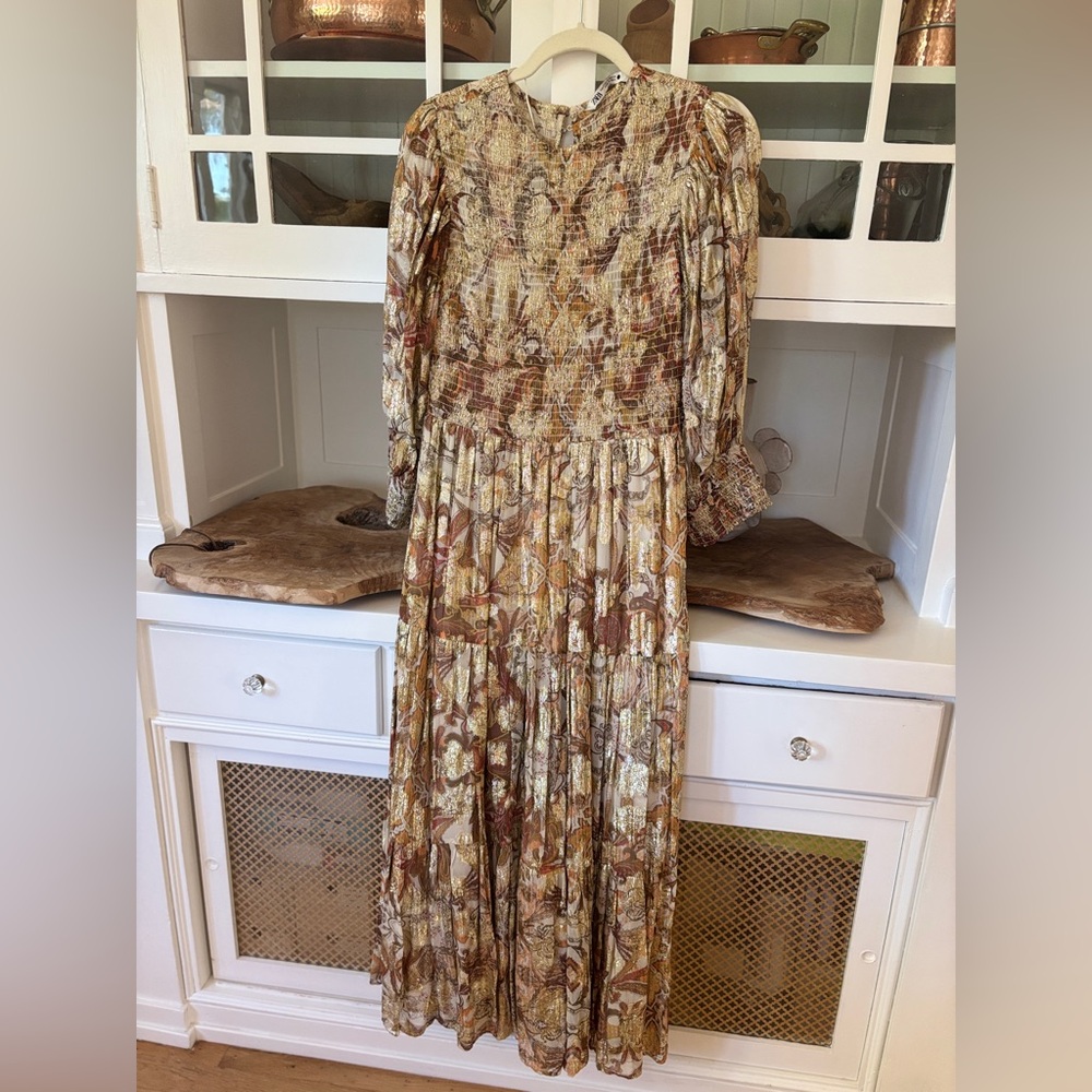 Zara Brown and Cream Floral Maxi Dress